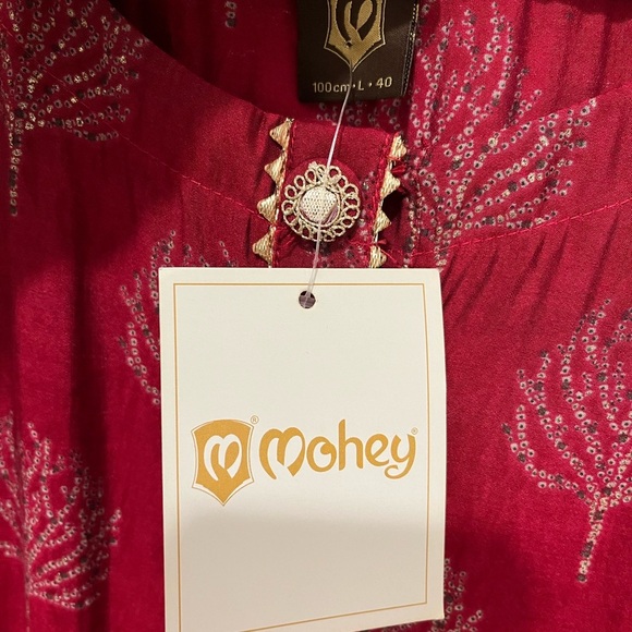 NWT Printed Party Wear Kurti in Wine Maroon Rayon Dress Size 40 - Picture 6 of 10